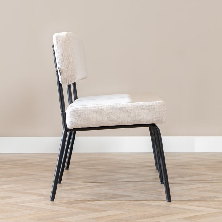 Banc de salle à manger scandinave Espen beige tissu recyclé 160 cm