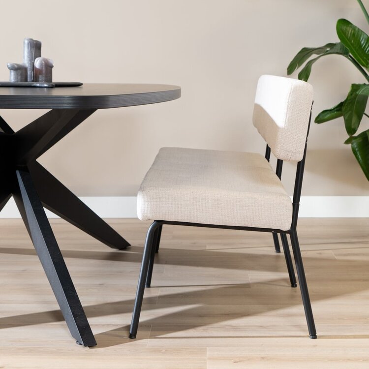 Banc de salle à manger scandinave Espen beige tissu recyclé 160 cm