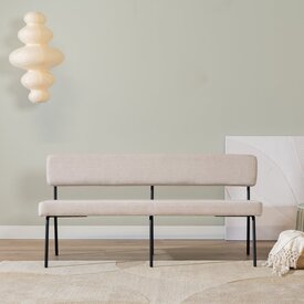 Banc de salle à manger scandinave Espen beige tissu recyclé 160 cm