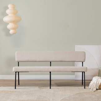 Banc de salle à manger scandinave Espen beige tissu recyclé 160 cm