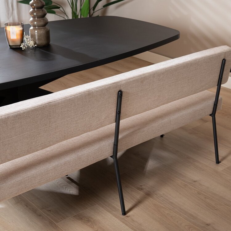 Banc de salle à manger scandinave Espen beige tissu recyclé 190 cm