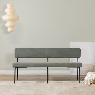 Banc de salle à manger scandinave Espen vert tissu recyclé 160 cm