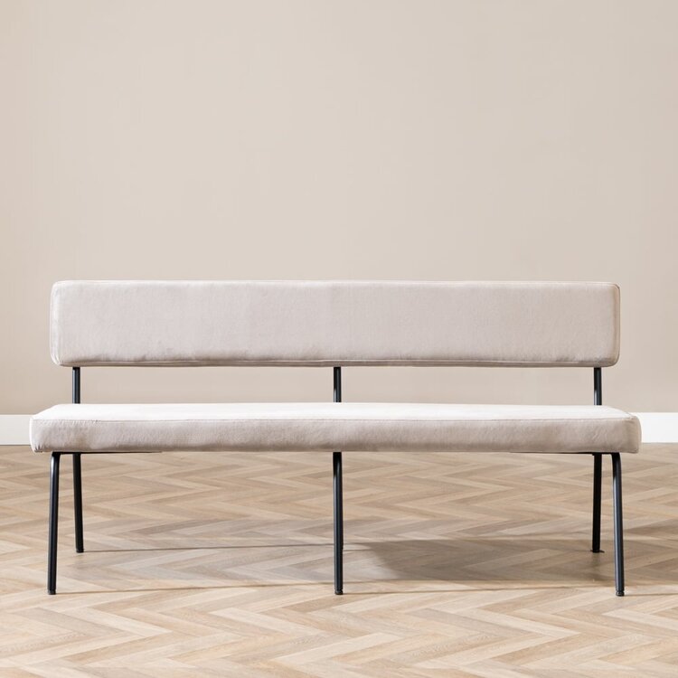 Banc de salle à manger en velours Espen taupe 160 cm