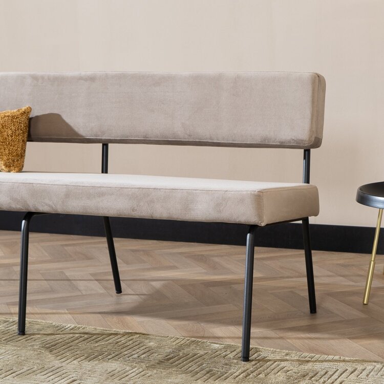 Banc de salle à manger en velours Espen taupe 160 cm