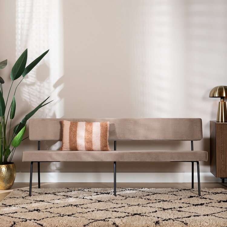 Banc de salle à manger en velours Espen taupe 190 cm