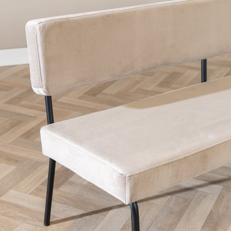 Banc de salle à manger en velours Espen taupe 190 cm