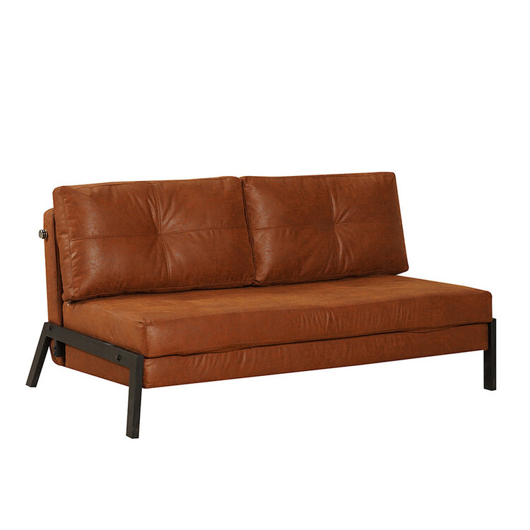 Canapé convertible lit 140 x 200 cm Mikko cognac éco-cuir