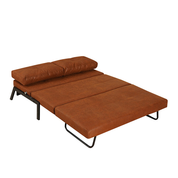 Canapé convertible lit 140 x 200 cm Mikko cognac éco-cuir