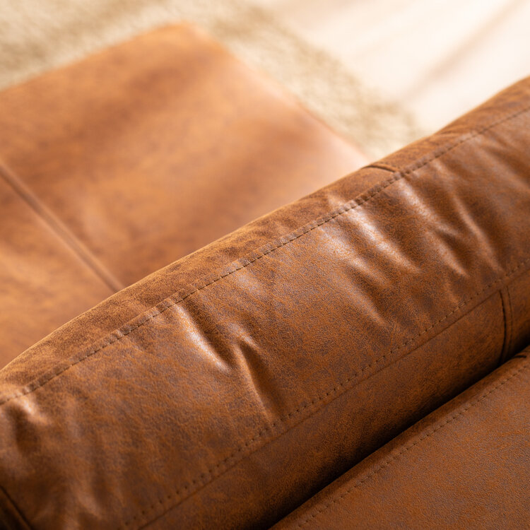 Canapé convertible lit 140 x 200 cm Mikko cognac éco-cuir