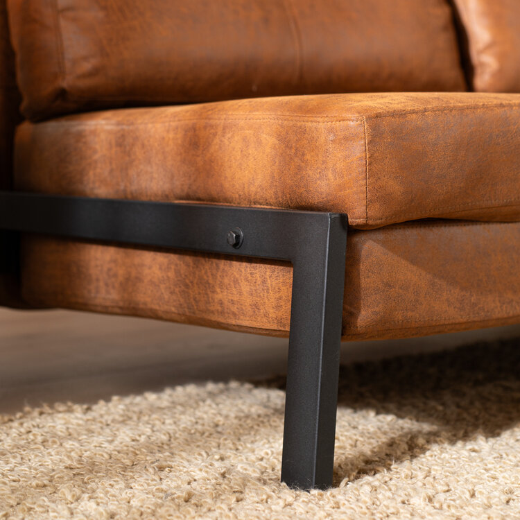 Canapé convertible lit 140 x 200 cm Mikko cognac éco-cuir