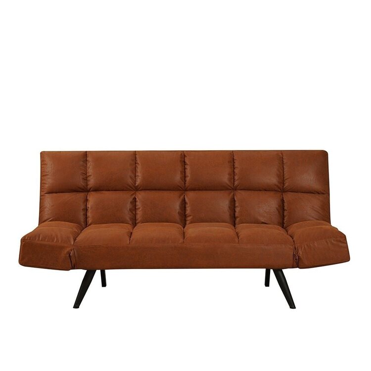 Canapé convertible lit 110 x 180 cm Timo cognac éco-cuir