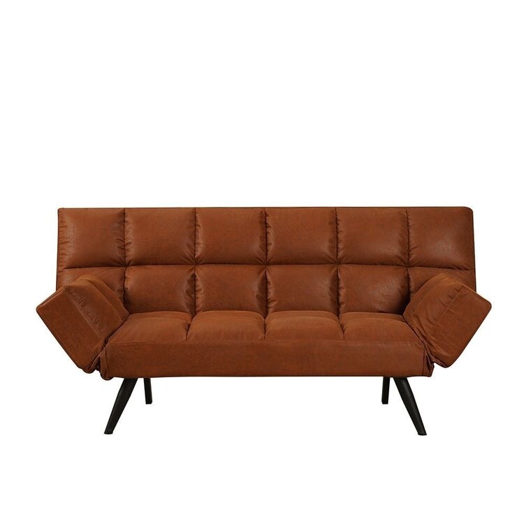 Canapé convertible lit 110 x 180 cm Timo cognac éco-cuir