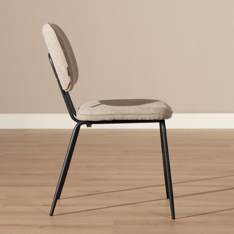 Chaise de salle à manger scandinave Ivar en tissu recyclé taupe