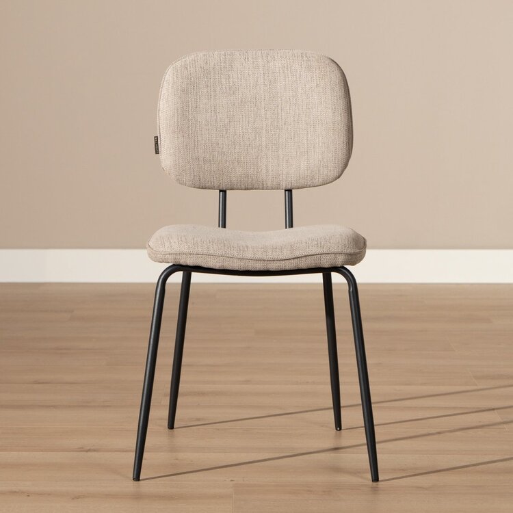 Chaise de salle à manger scandinave Ivar en tissu recyclé taupe