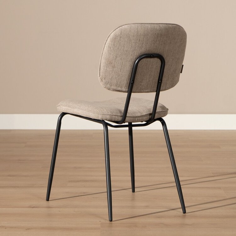 Chaise de salle à manger scandinave Ivar en tissu recyclé taupe