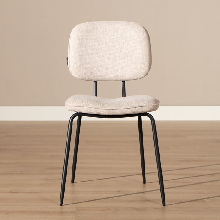 Chaise de salle à manger scandinave Ivar en tissu recyclé beige