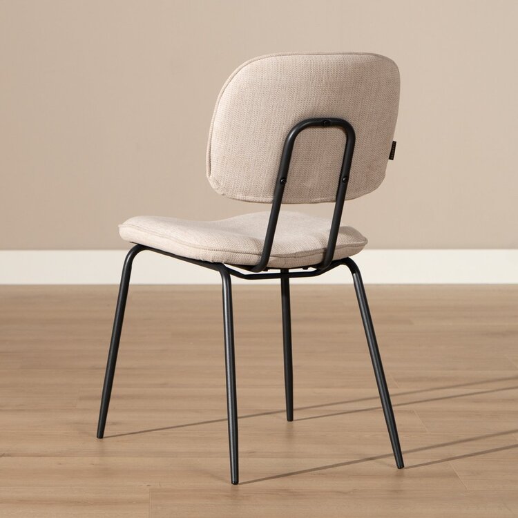 Chaise de salle à manger scandinave Ivar en tissu recyclé beige