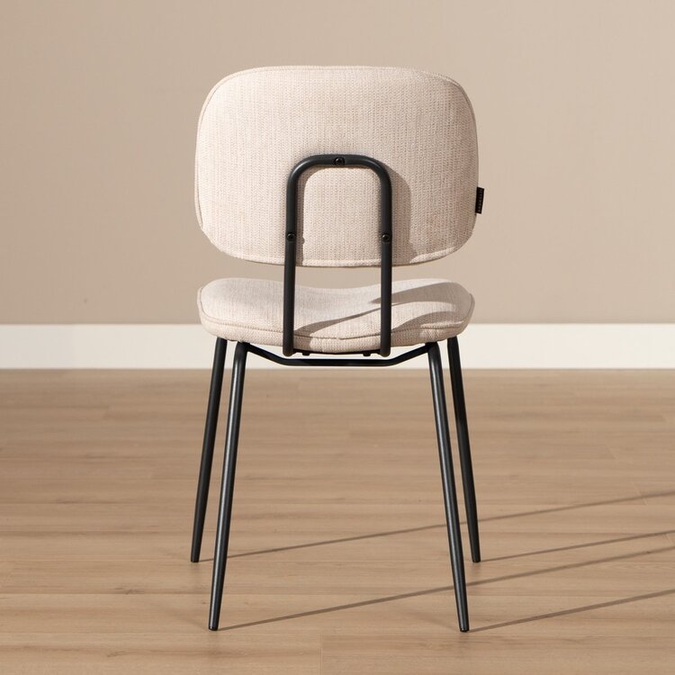 Chaise de salle à manger scandinave Ivar en tissu recyclé beige
