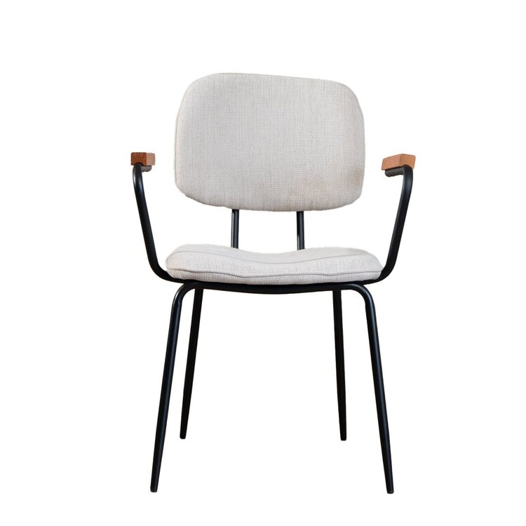 Chaise de salle à manger scandinave Oskar beige en tissu recyclé