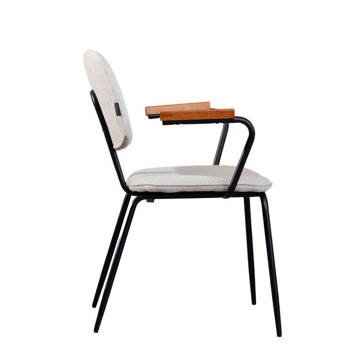 Chaise de salle à manger scandinave Oskar beige en tissu recyclé