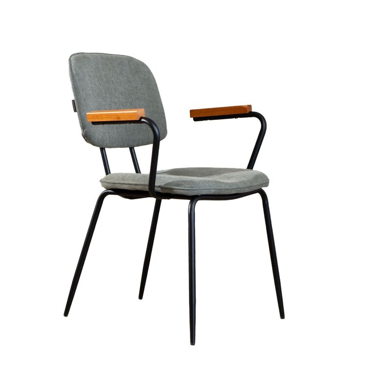 Chaise de salle à manger scandinave Oskar vert en tissu recyclé