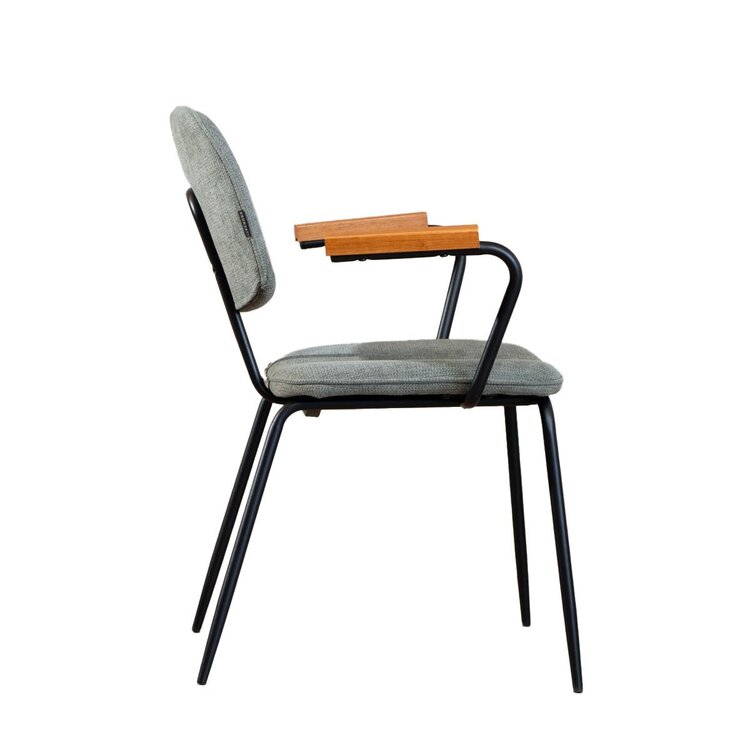 Chaise de salle à manger scandinave Oskar vert en tissu recyclé