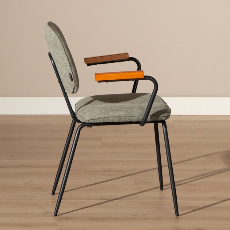 Chaise de salle à manger scandinave Oskar vert en tissu recyclé