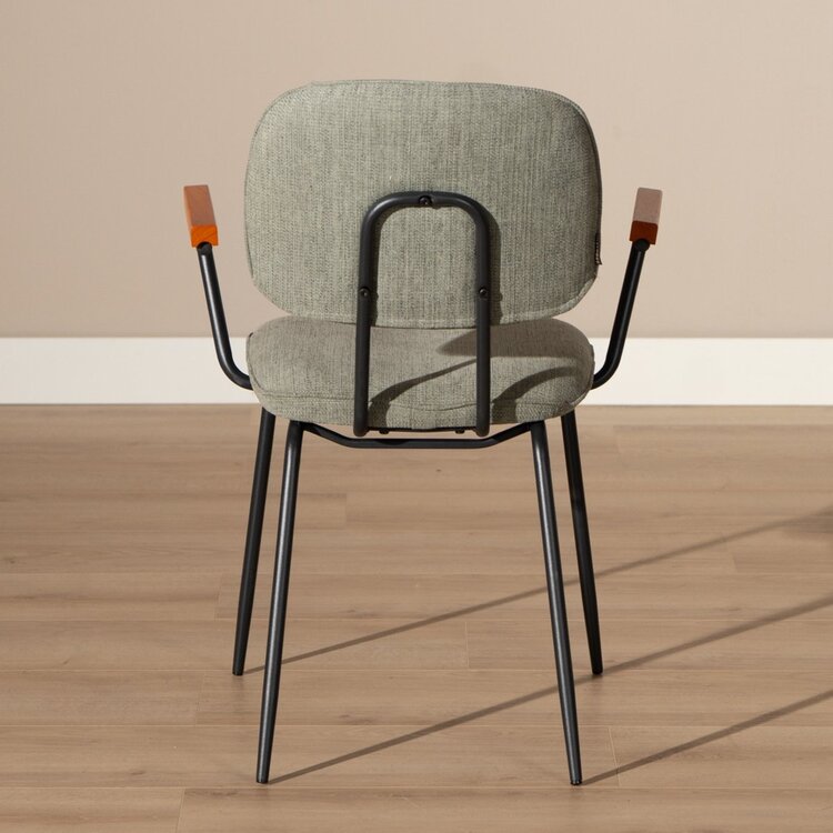 Chaise de salle à manger scandinave Oskar vert en tissu recyclé