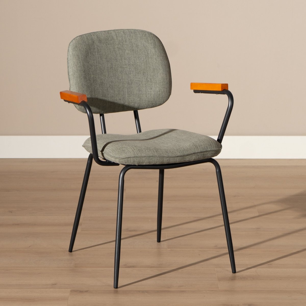 Chaise de salle à manger scandinave Oskar vert en tissu recyclé