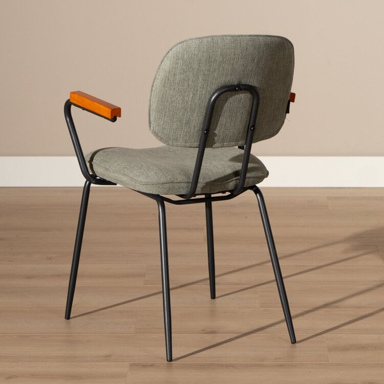 Chaise de salle à manger scandinave Oskar vert en tissu recyclé