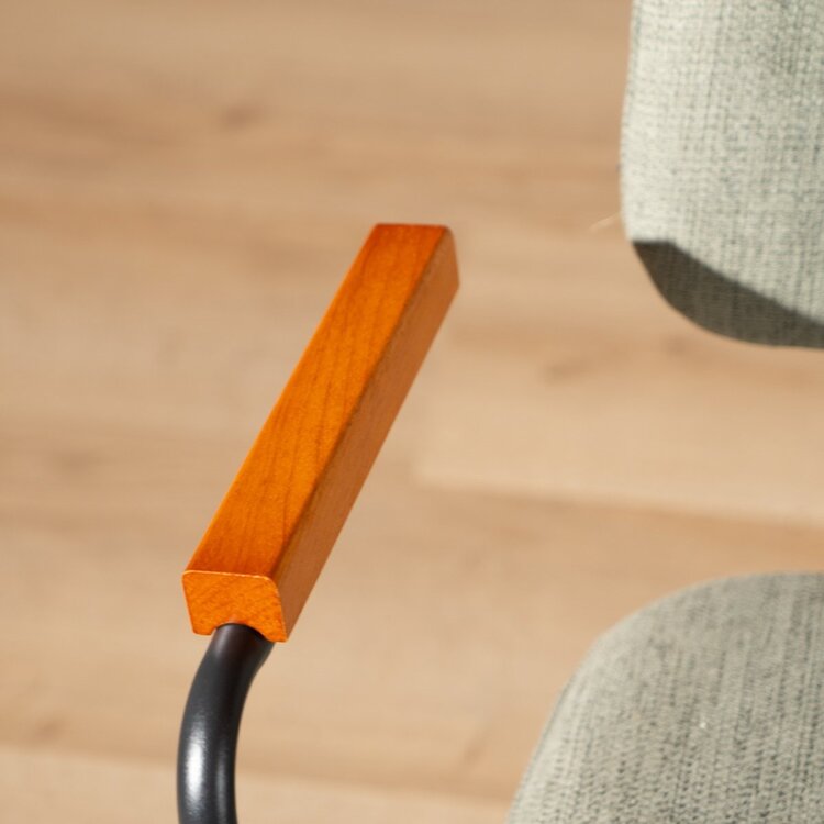 Chaise de salle à manger scandinave Oskar vert en tissu recyclé