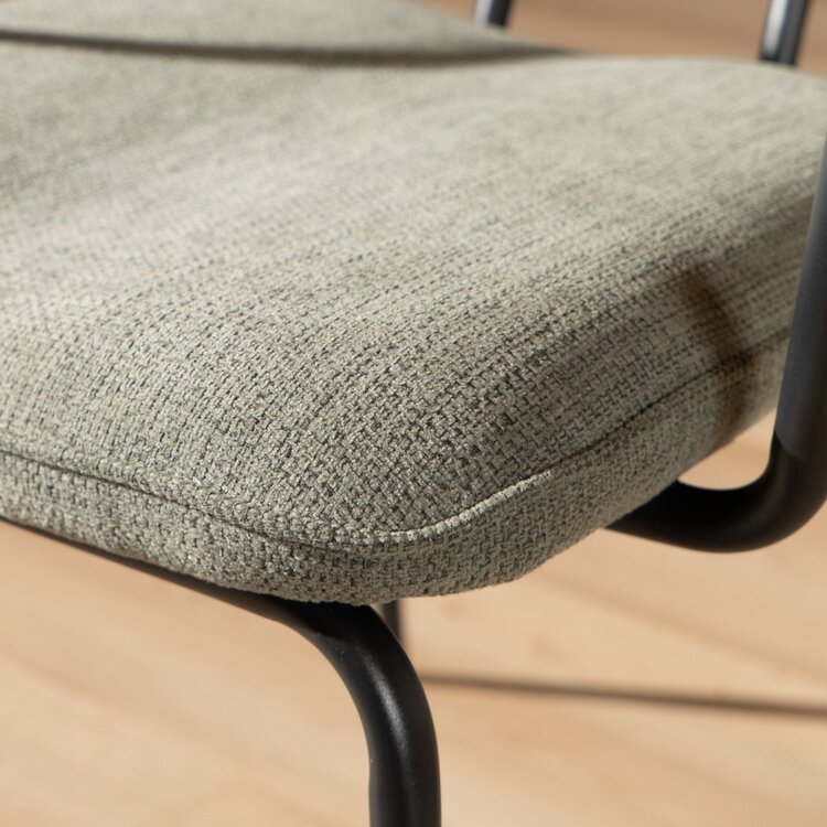 Chaise de salle à manger scandinave Oskar vert en tissu recyclé