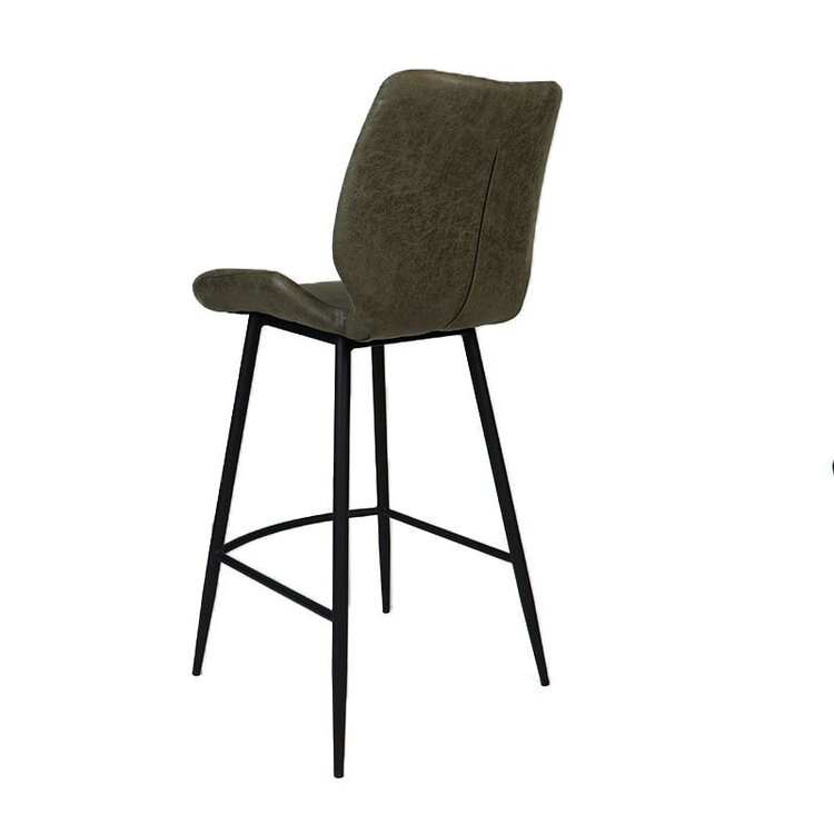 Tabouret de bar industriel Barrel cuir écologique vert 69 cm