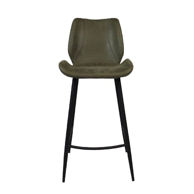 Tabouret de bar industriel Barrel cuir écologique vert 69 cm