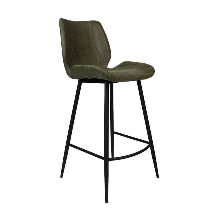 Tabouret de bar industriel Barrel cuir écologique vert 69 cm