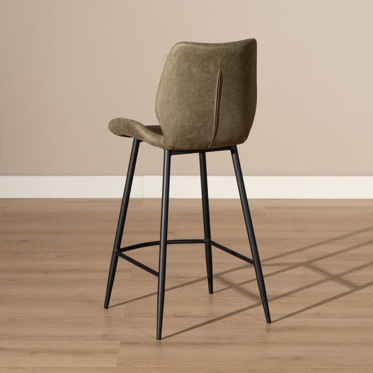 Tabouret de bar industriel Barrel cuir écologique vert 69 cm