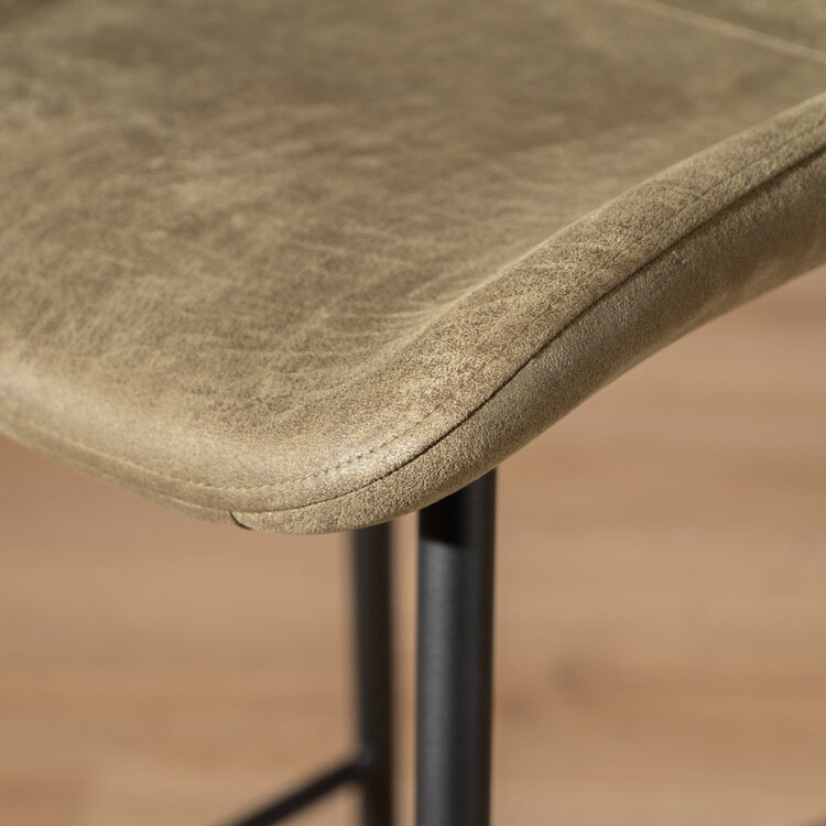 Tabouret de bar industriel Barrel cuir écologique vert 69 cm