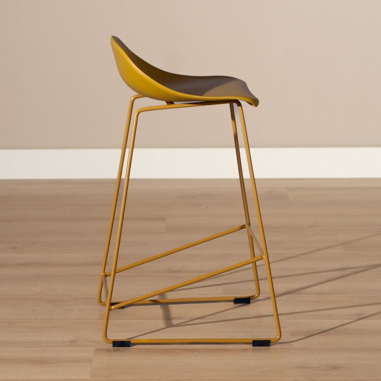 Tabouret de bar scandinave Ellen jaune 66cm