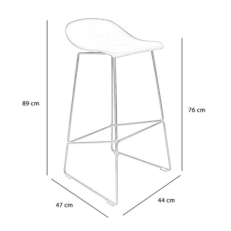 Tabouret de bar Ellen noir design Scandinave 76 cm