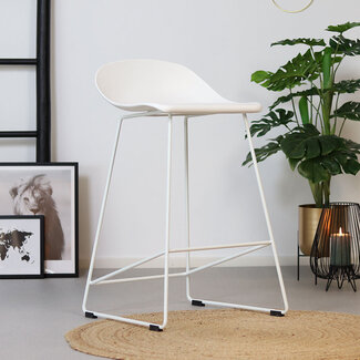 Tabouret de bar scandinave Ellen blanc 66cm