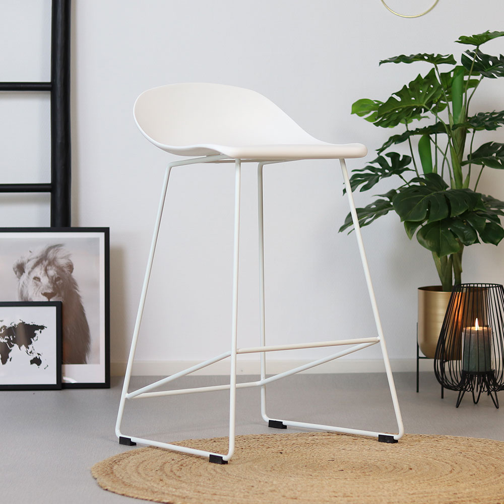 Tabouret de bar scandinave Ellen blanc 66cm