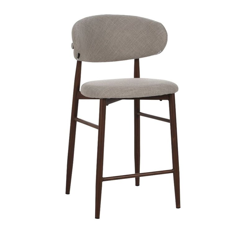 Tabouret de bar Lara en lin taupe 65 cm