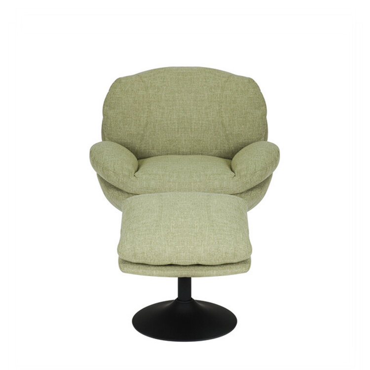 Fauteuil pivotant avec pouf Isobel tissu lin vert olive