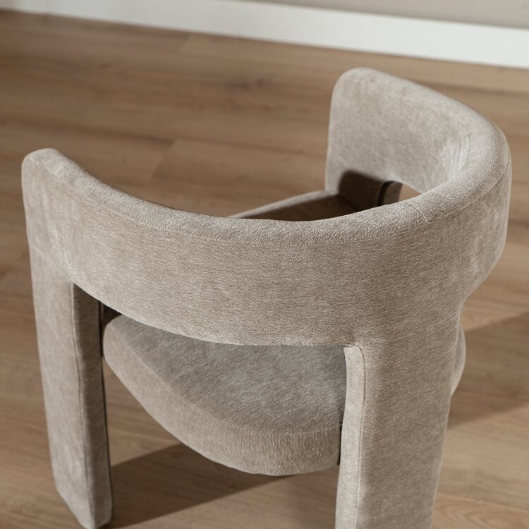 Chaise de salle à manger scandinave Bibi en tissu chenille taupe