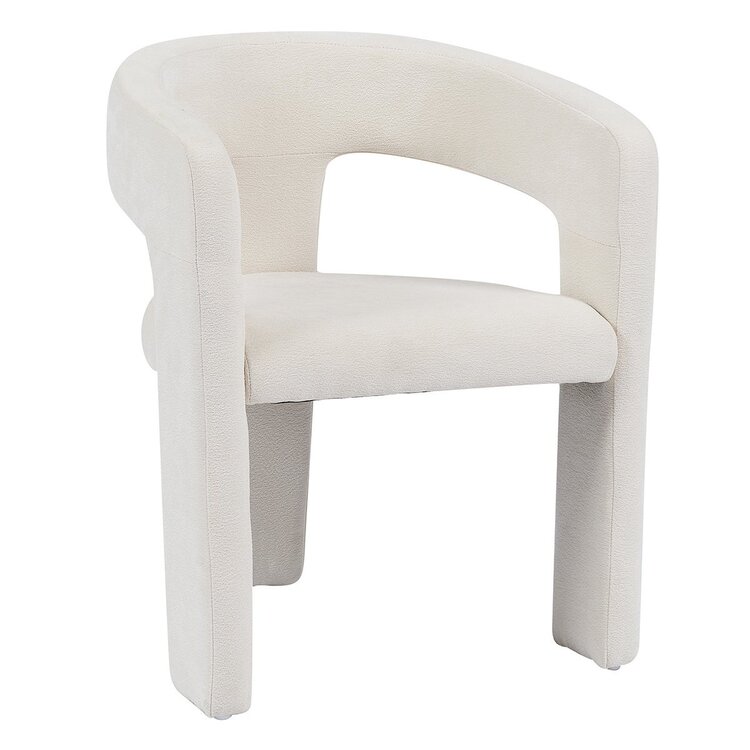Chaise de salle à manger scandinave Bibi en tissu chenille off-white
