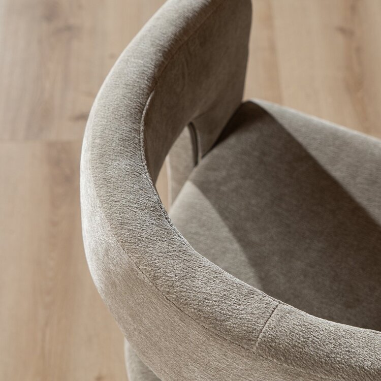 Chaise de salle à manger scandinave Bibi en tissu chenille taupe