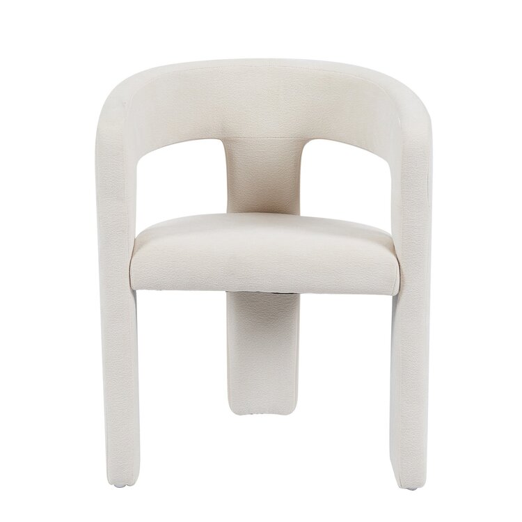 Chaise de salle à manger scandinave Bibi en tissu chenille off-white
