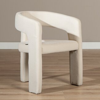 Chaise de salle à manger Bibi en tissu chenille off-white