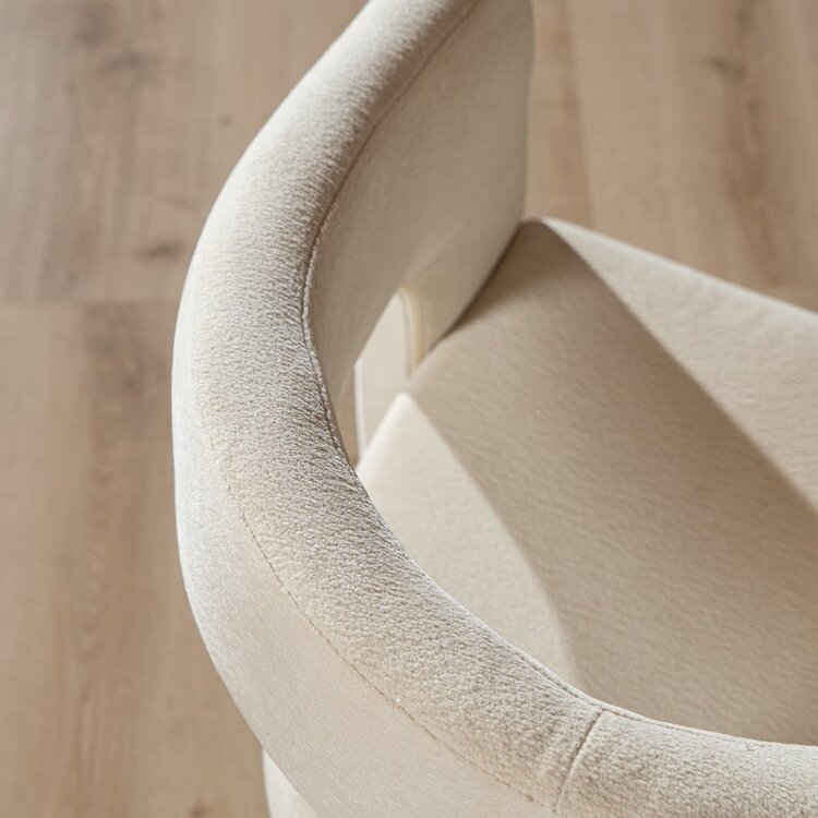 Chaise de salle à manger scandinave Bibi en tissu chenille off-white