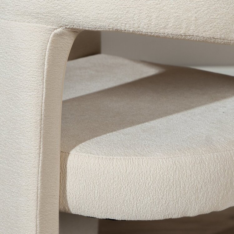 Chaise de salle à manger scandinave Bibi en tissu chenille off-white